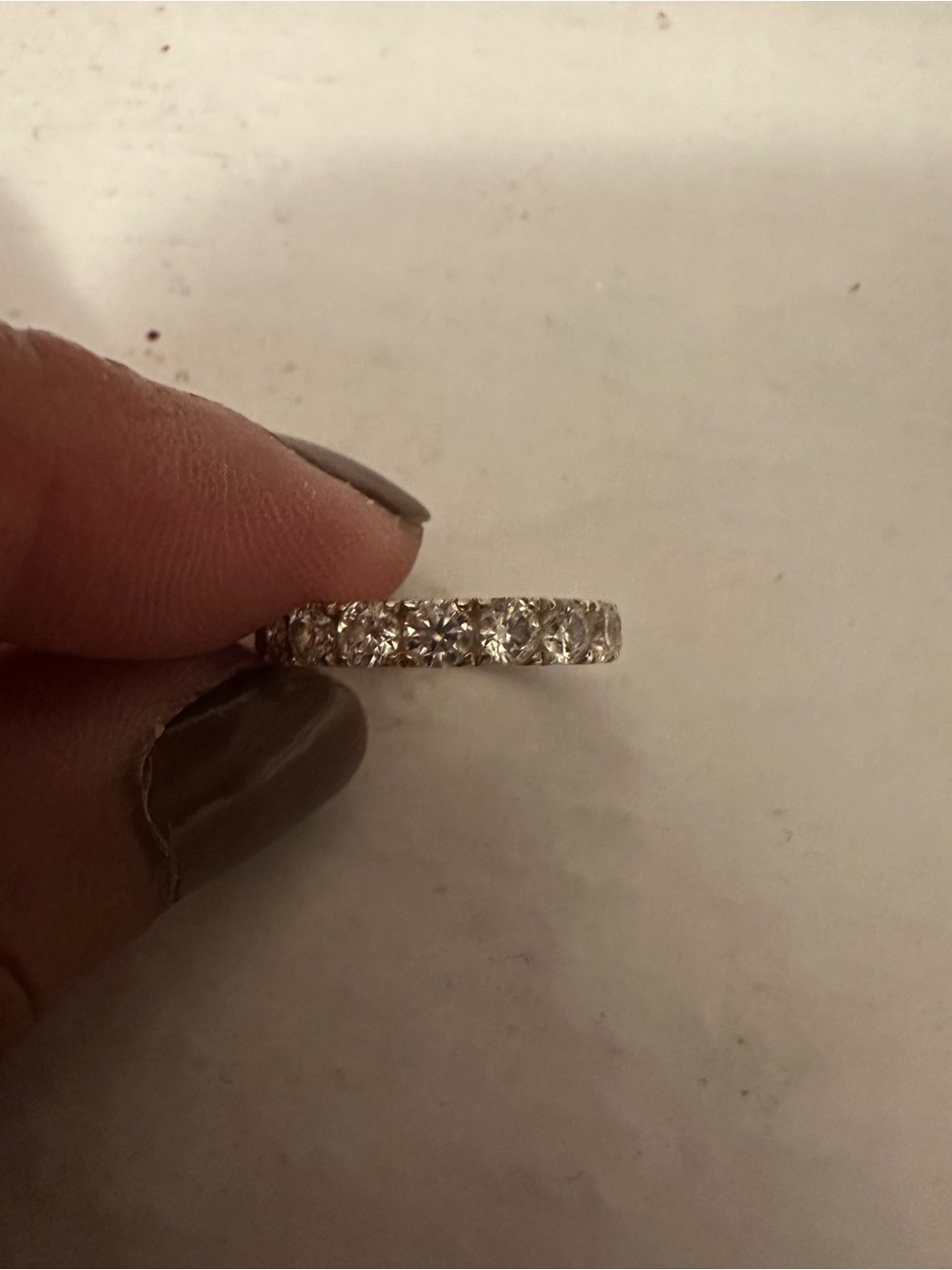 Sparkling Clear Moissanite Eternity Band - gold  Tone